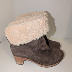 UGG Australia "Lynnea" Boots Brown Leather Suede with‎ Shearling Lining Size 7